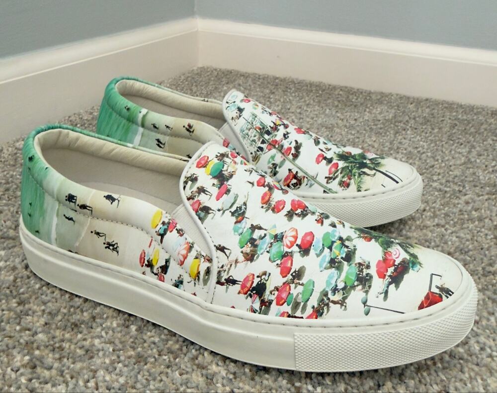 Joshua Sanders Beach Print Slip-On Sneakers Size 37 Made in Italy